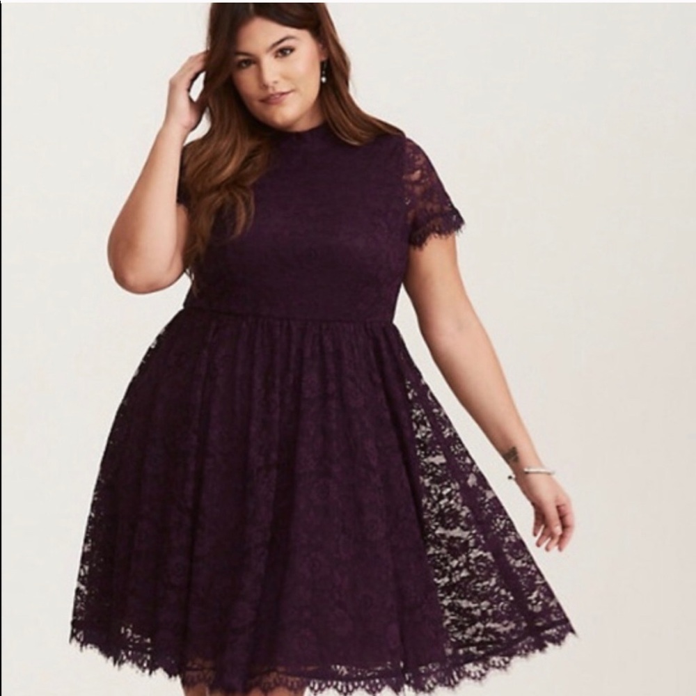 Purple lace cocktail dress